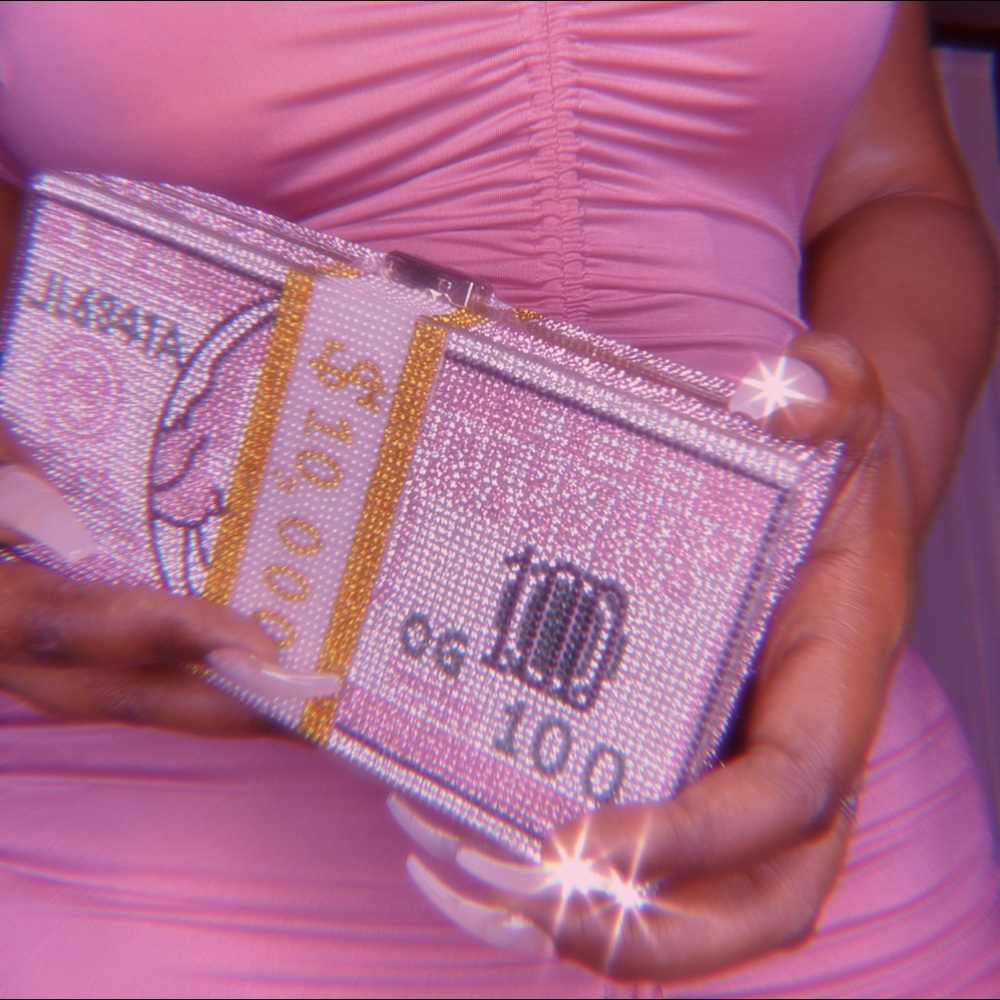 Pink Money Bling Clutch